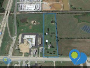 Aerial view of 5110 N Harrison commercial property 7+ acres just north of Interstate 40.