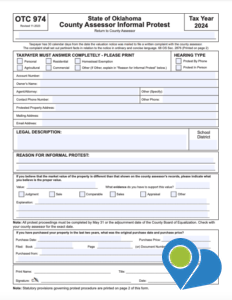 Oklahoma Tax Commission Form 974 - County Assessor Informal Protest 2024