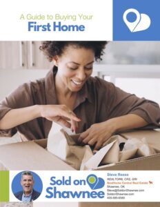 front cover of the first-time-homebuyer's guide showing a woman opening a packing box