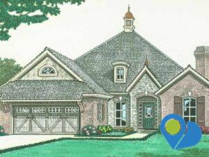 color drawing of the front elevation of a new home