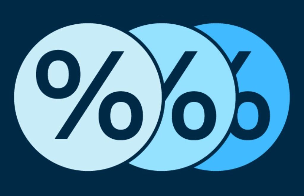 percentage signs inside three overlapping blue circles